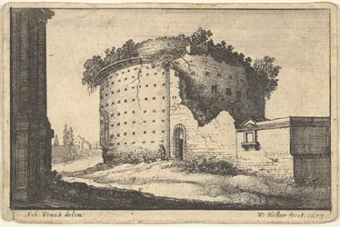 Ruinerne af en rund bygning, 1673.