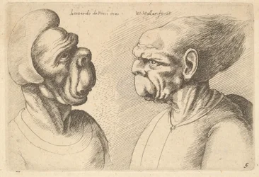 To deforme hoveder vendt indad, 1625-77.