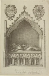 Udsigt over graven af Avaline, grevinde af Lancaster (hustru til Edmund, jarl af Lancaster) i Westminster Abbey, 1666