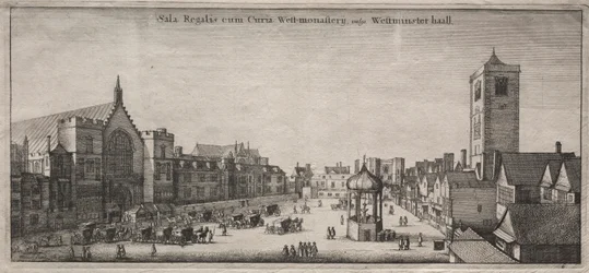 Udsigt over London: New Palace Yard med Westminster Hall og Clock House