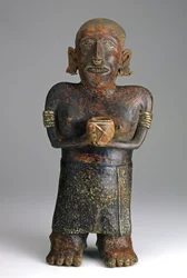 Stående kvindefigur, ca. 200 B.C.E.-300 C.E. (keramik med rød, hvid og sort slipmaling)