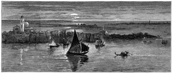 Ser ud til havet fra Venedig, 1800-tallet.