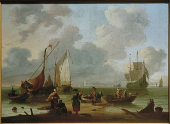 Skibe losser på stranden