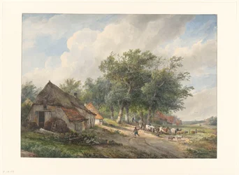 Landskab med gårde og husdyr