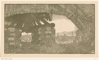 Nederste del af en melmølle i Brugge Vindmølle i Brugge (original titel)