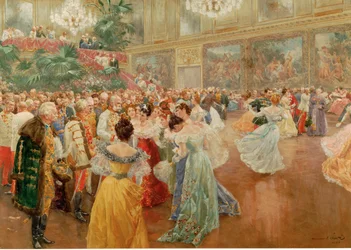 Courtball i Redoutensaele, kejserpaladset, Wien ... (akvarel)