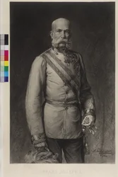 Franz Joseph I i feltmarskallens gallauniform, galla-hatten i den opslåede