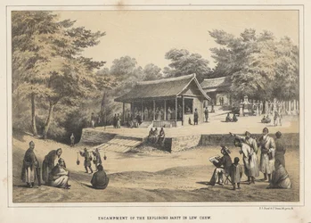 Udforskningspartiets lejr i Lew Chew, 1855