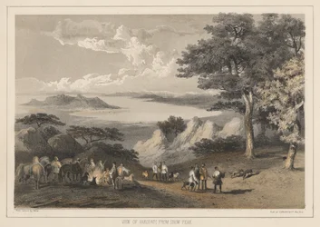 Udsigt over Hakodadi fra Snow Peak, 1855