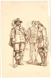 Adelsmand fra Chr. 4.s tid taler med to mænd