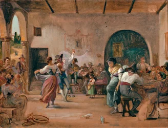 Dance in an Osteria, ca. 1860 (olie på kort)