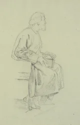 Figurstudier. Siddende gammel mand