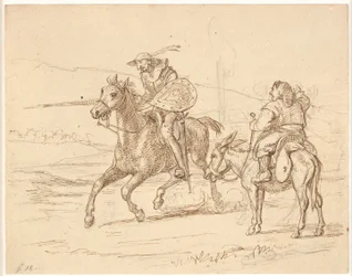 Mens Sancho ser til, går Don Quixote til angreb