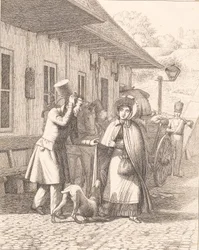 Scene udenfor en konsumtionsbod