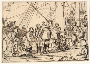 Udkast til maleriet i Chr. 4.s kapel i Roskilde "Chr. 4. på Trefoldigheden"