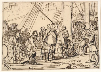 Udkast til maleriet i Chr. 4.s kapel i Roskilde "Chr. 4. på Trefoldigheden"