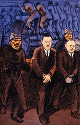 Karikatur af tyske ingeniører i Rusland, fra magasinet Simplicissimus