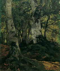 Bøgeskov med elskende