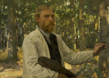 Selvportræt i et skovklædt landskab, 1895.