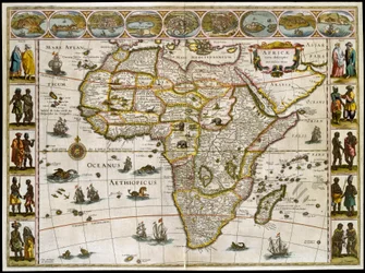 Kort over Afrika. Tallerken fra et atlas af Willem Janszoon Blaeu