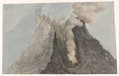 Inderside af krater Etna Indvendig visning af Etna-krateret (titel på objektet) Rejser i Italien, Sicilien og Malta - 1778 (serietitel)