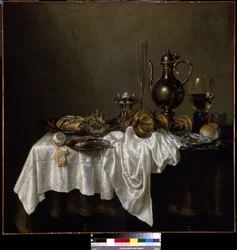 Morgenmad med hummer. (Morgenmad med en hummer). Stilleben. Maleri af Willem Claesz Heda (1594-1680)