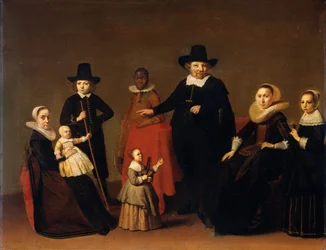 Familiegruppe med en sort mand