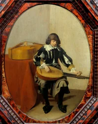 Ung musiker. Maleri af Willem Cornelisz Duyster (1600-1635) Ec. Hol.