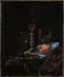Vinglas og en skål med frugt, 1663.