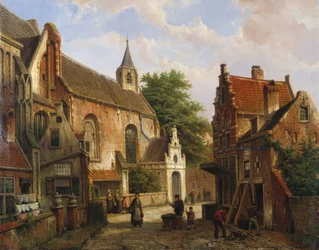 En gadescene i Delft