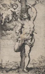 Sankt Sebastians martyrium, med engle, der kroner ham øverst til venstre, ca. 1620-32..