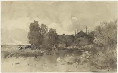 Landskab med gård