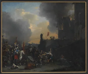 Soldater, der plyndrer og brænder et kloster