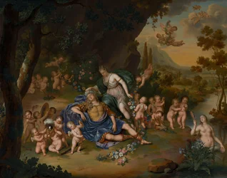 Armida binder den sovende Rinaldo med blomster