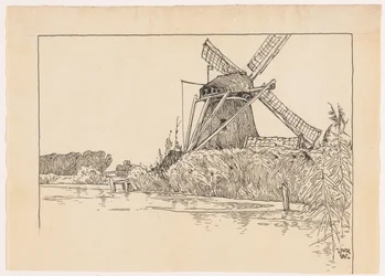 Mølle ved en havnefront