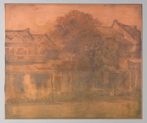 Batavia. Huse på kali med træer imellem