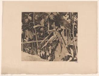 Vegetation og en smal bro i Buitenzorg