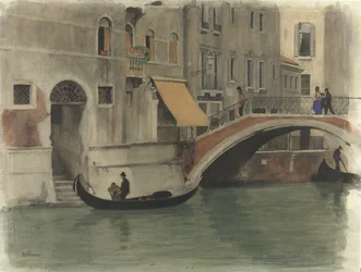 Bro over en kanal i Venedig