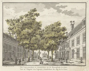 Udsigt over gården til Leprozenhuis i Amsterdam
