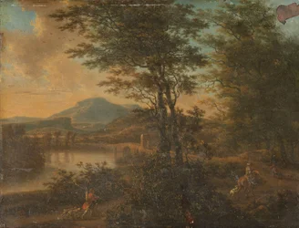 Italiensk landskab ved solnedgang