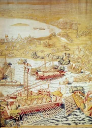 Erobring af Tunis af kejser Charles V: Golettes sæde i 1535. Detalje af et gobelin af Willem de Pannemaker (aktiv omkring 1535-1554) 1554 Alcazar de Seville