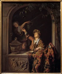 sæbebobler. Maleri af Willem Van Mieris (1662 - 1747)