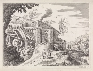 Landskab med en vandmølle og den barmhjertige samaritaner Italienske landskaber (serietitel)