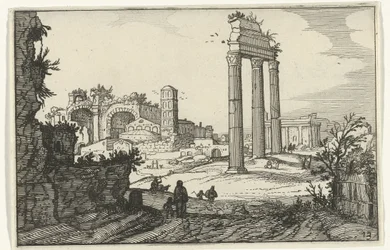 Castor og Pollux-templet og Konstantinbasilikaen Romerske ruiner og kystlandskaber (serie 1) (serietitel)