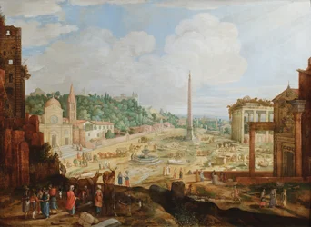 Rom, Piazza del Popolo, ca. 1612 (olie på panel)