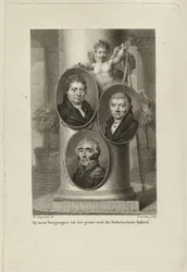 Mindesmærke med portrætter af Joan Melchior Kemper, Cornelis Anthony Fannius Scholten, Gijsbert Carel Rutger Reinier van Brienen van Ramerus. NL-HlmNHA 1477 53011449