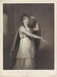 Portræt af Johanna Cornelia Ziesenis-Wattier Ziesenis f. Wattier, i Epicharis karakter (titel på objekt)