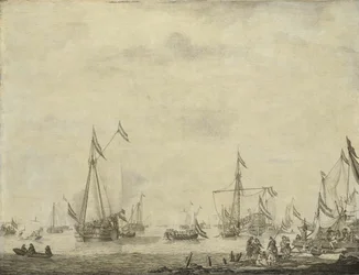 Royal Yacht and State Yacht Sejl fra Moerdijk med Charles II, konge af England, om bord, 1660