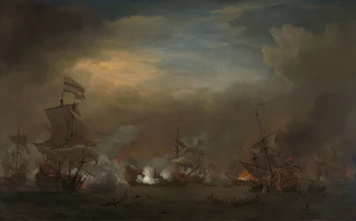 Møde under slaget ved Kijkduin Søslaget mellem Cornelis Tromp på Gouden Leeuw og Sir Edward Spragg om den kongelige prins under slaget ved Kijkduin (slaget ved Texel), 21. august 1673: episode fra den tredje engelsk-hollandske krig