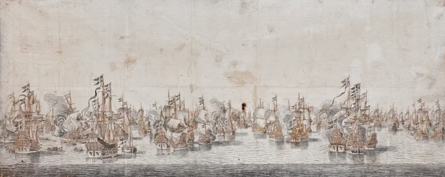 Slaget ved Fehmarn, ca. 1650 (blæk og vask på papir)